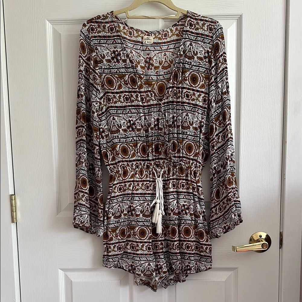 Boho Print Long Sleeve Romper